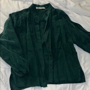 Zara Dark Green Button-Up Top